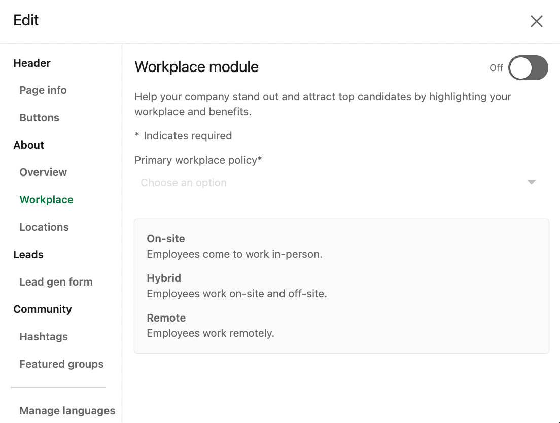 LinkedIn: Workplace Module